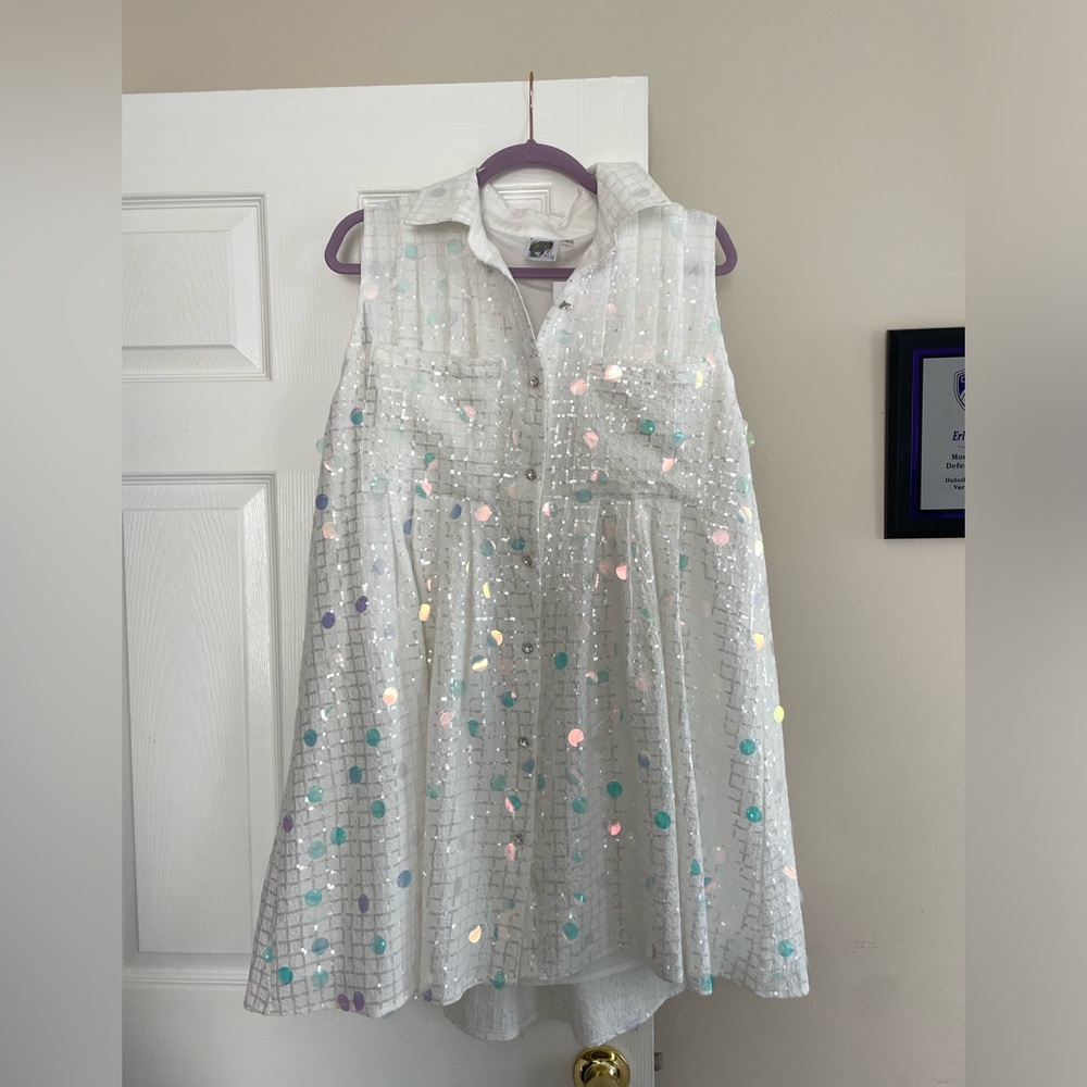Queen of Sparkles white shimmer dress